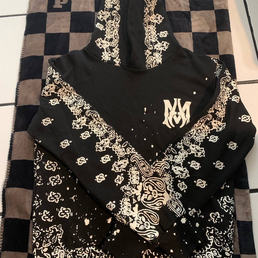 AMIRI Black Hoodie with White Pattern